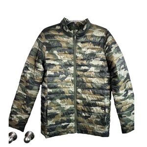 Boys Youth Camo Primaloft Puffer Jacket XL 18-20 Full Zip Mock Neck